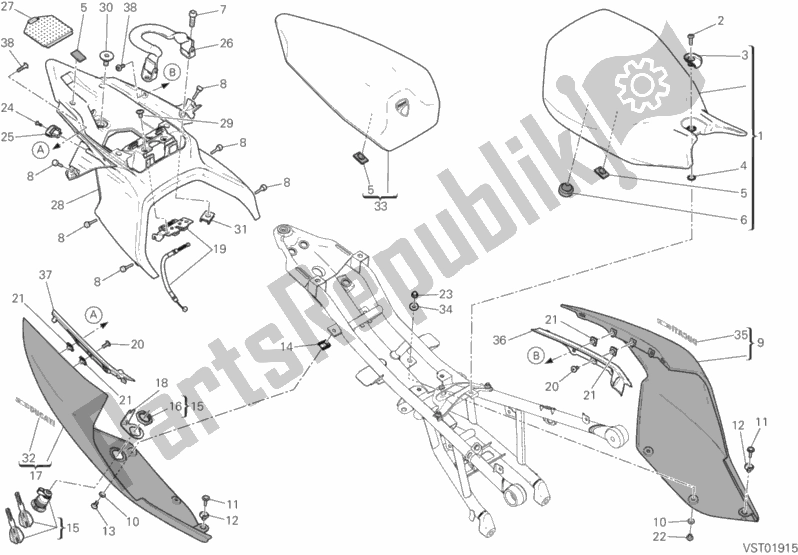 Todas las partes para Asiento de Ducati Superbike 959 Panigale ABS Brasil 2019